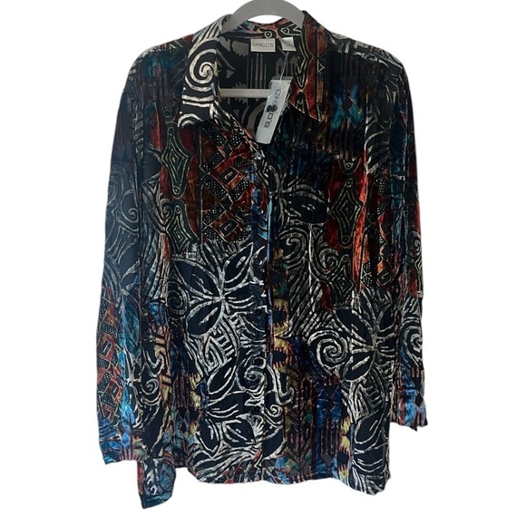 NWT Chico's Vintage Velvet Burnout Semi Sheer Button Down Fairy Grunge size 16 - Picture 2 of 8